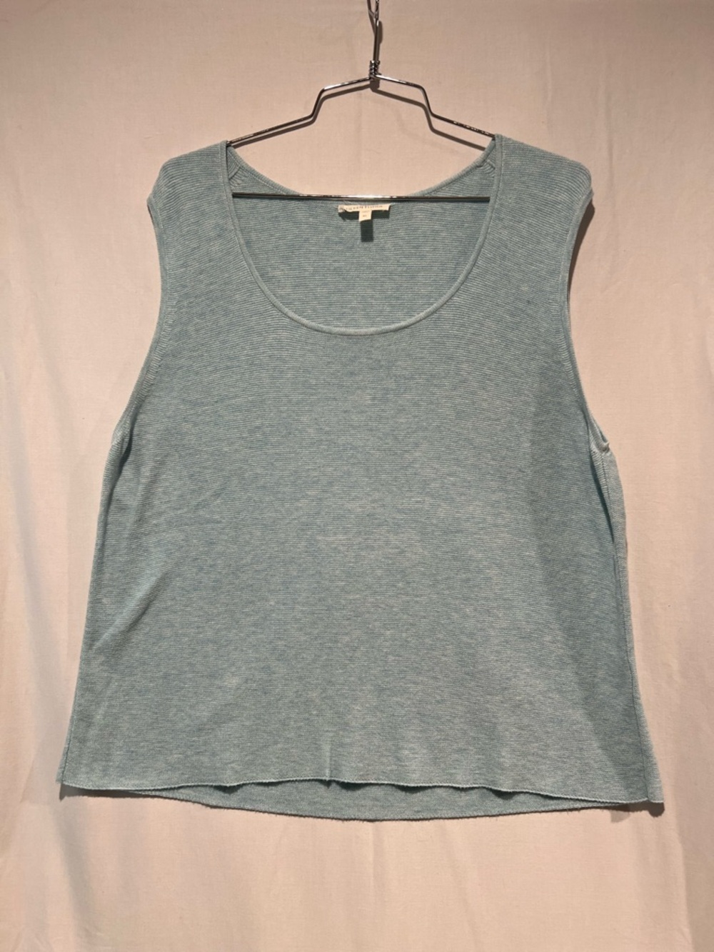 Eileen Fisher Organic Cotton Textured Tank XL Boxy Minimalist Capsule Top